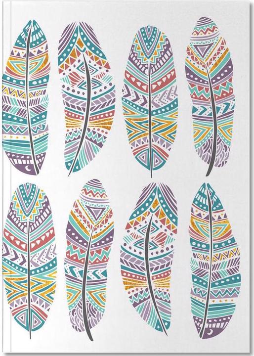Image du produit Juniqe Feathers Pattern with Gold - Plumes (A4, Pointillés, Couverture rigide)
