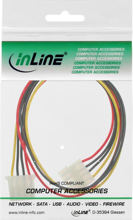 Actual product image InLine 4pin power cable extension, internal, 0.5m