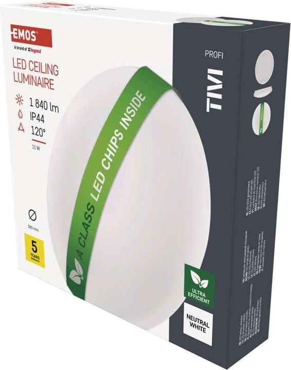 Produktbild Emos LED-Deckenleuchte TIVI, rund weiss 11W, IP44, Neutral Weiss (1840 lm)