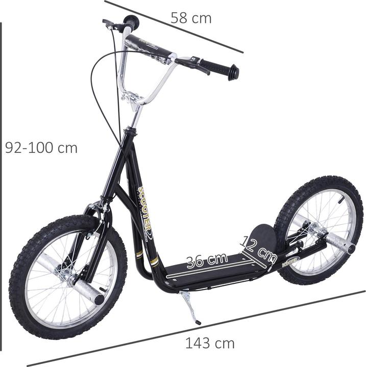 Actual product image Homcom Children's scooter With handbrake, extra thick pneumatic tyres, height-adjustable handlebars