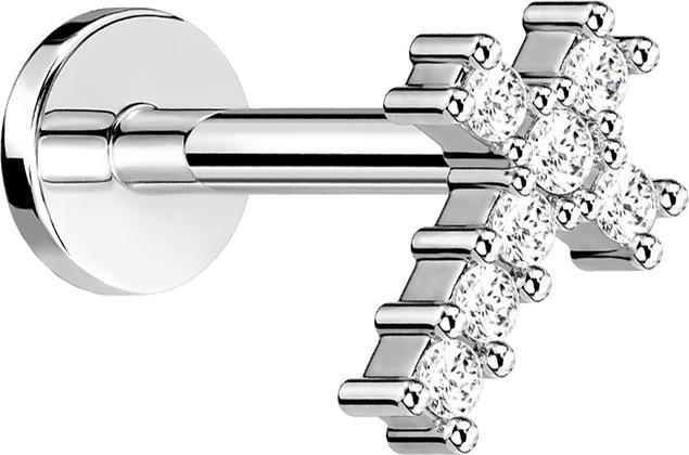 Image du produit Star Piercing Micro Labret femelle argent croix avec cristal (Laiton, Acier chirurgical 316L)
