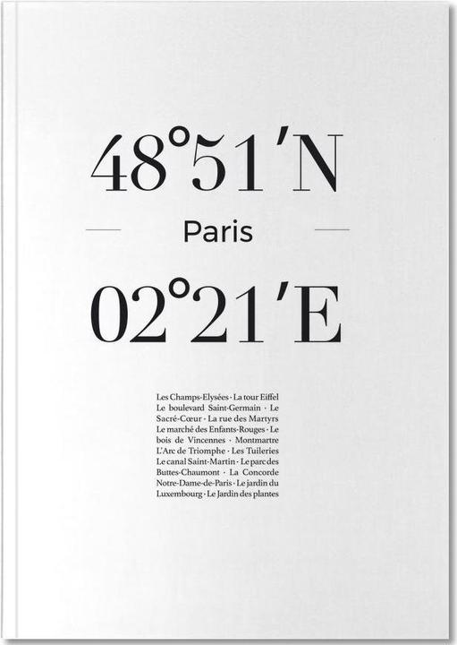 Produktbild Juniqe Paris Koordinaten (A4, Blanko, Harter Einband)