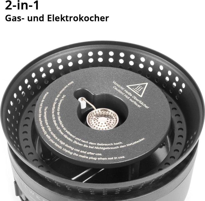 Image du produit Stahlwerk Réchaud de camping 2 en 1 Réchaud électrique Réchaud à gaz Outdoor Camping Koch Set