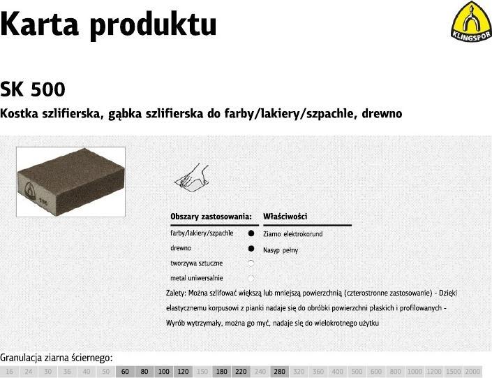 Actual product image Klingspor KOSTKA SZLIFIERSKA 100x70x25mm P150 SK500 (P150)