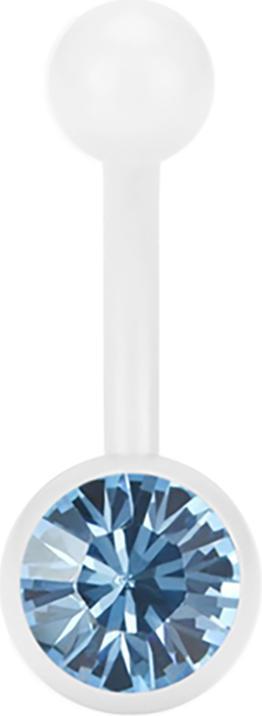 Actual product image Star Piercing Banane Pure White mit Swarovski Kristallkugel aqua (without brass, Surgical steel 316L)