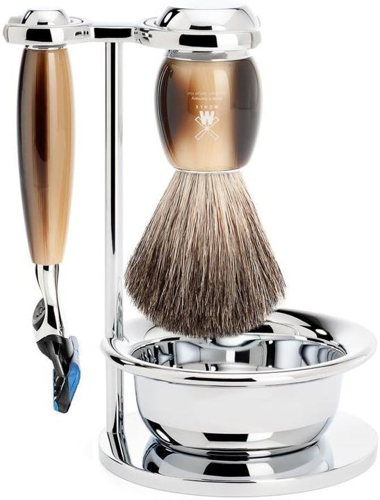 Actual product image Mühle Shaving set, 4-piece with bowl, shaving brush with pure badger hair, 5-blade razor