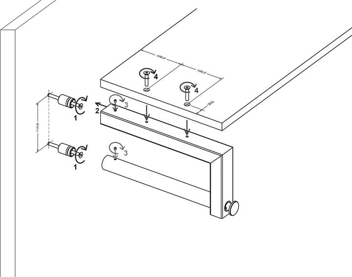 Actual product image Simausrom Coat hanger Tora extendable width 300 mm, height 150 mm, brushed stainless steel