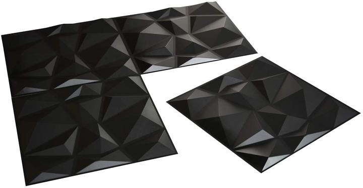 Actual product image Art3d Textured 3D Wall Panels (Black, 12 pcs) (50 x 50 cm)