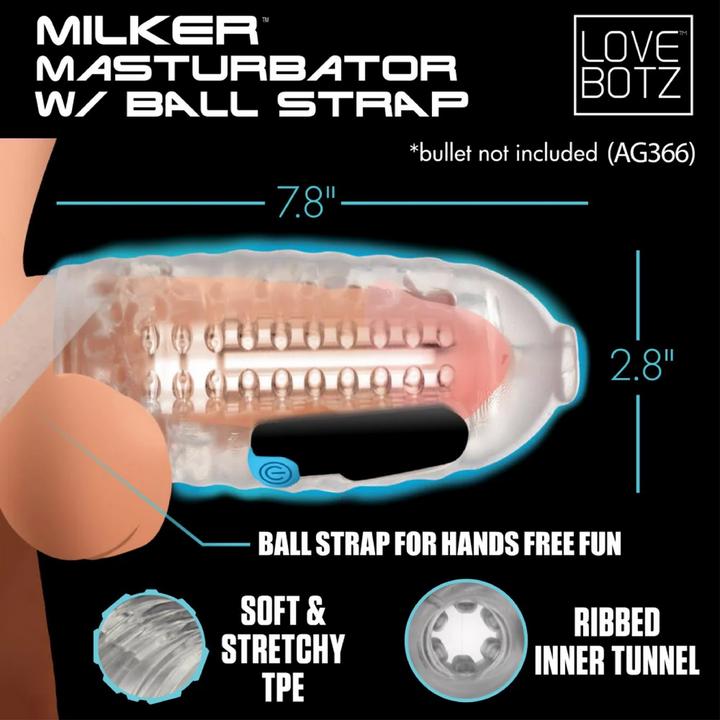 Actual product image XR Brands Milker TPE Masturbator w/ Ball Strap