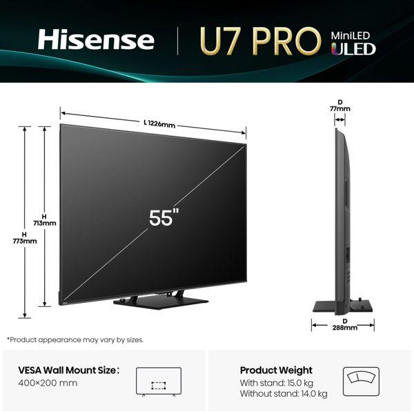 Actual product image Hisense TV 55U7Q PRO (55", LED, 4K, 2025)