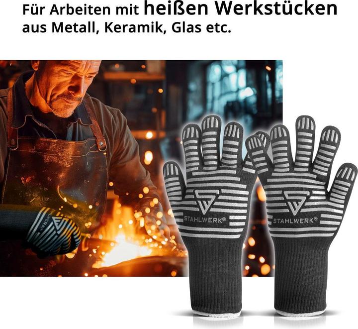 Produktbild Stahlwerk Hitzebeständige Handschuhe bis 800°C EN 407:2004 aus ARAMID-Gewebe (One Size)