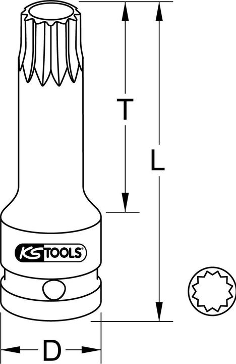 Produktbild KS Tools 1/2" Kraft-Bit-Stecknuss XZN,lang,M18
