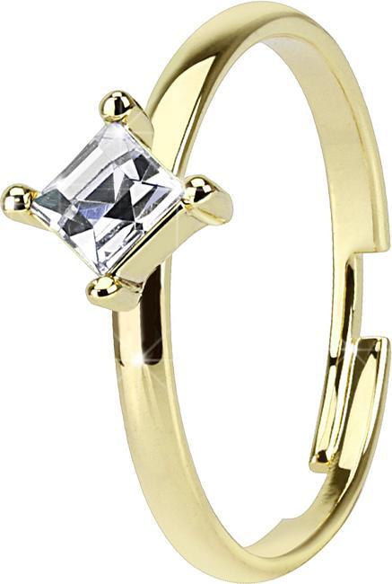 Star Piercing Anello placcato oro con cristallo quadrato (57)