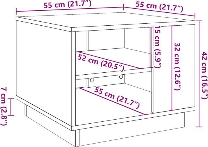 Immagine prodotto VidaXL Couchtisch Beistelltisch Wohnzimmertisch Kaffeetisch Altholz-Optik (55 x 55 x 42 cm)