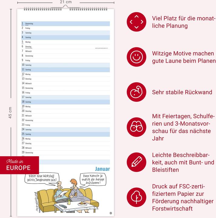Image du produit Peter Butschkow: Fröhlicher Unruhestand Planer 2026 (21 x 45 cm, Couverture rigide, Allemand)