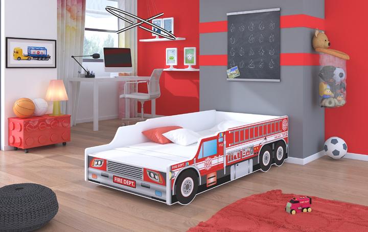 ADRK Furniture Letto con materasso FIRE TRUCK 160x80 (160 x 80 cm)
