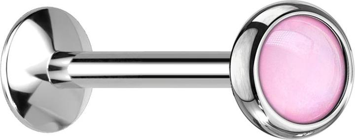 Produktbild Star Piercing Micro UFO Labret Innengewinde silber mit Epoxidstein pink (ohne Messing, Chirurgenstahl 316L)
