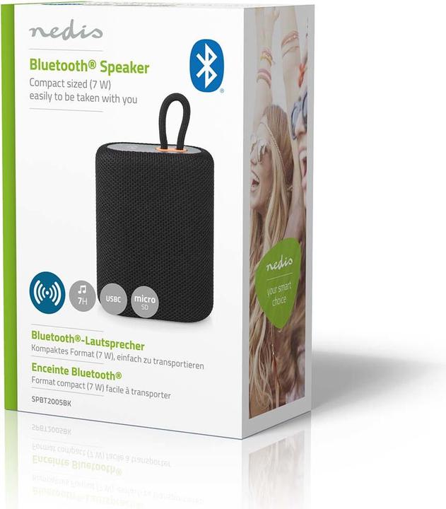 Actual product image Nedis Bluetooth Speaker, 7W - Black (7 h, Rechargeable battery operated)