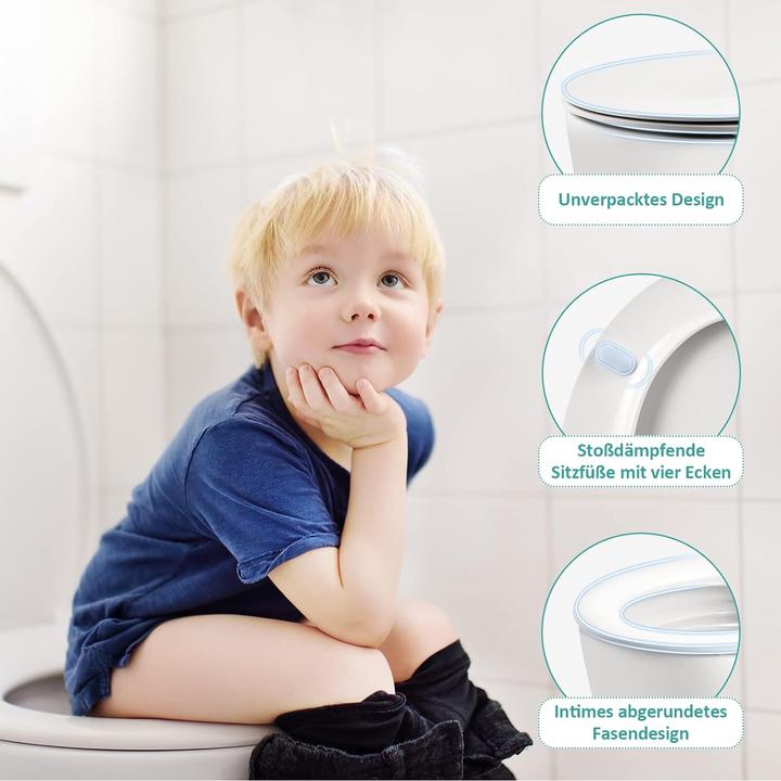 Image du produit Emke Abattant WC à fermeture douce, Forme O, Siège de toilette amovible, supporte jusqu'à 200kg, Blanc