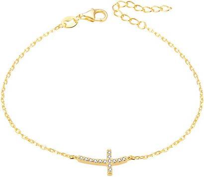 Beneto Gold plated silver bracelet with cross AGB484 / 20-GOLD