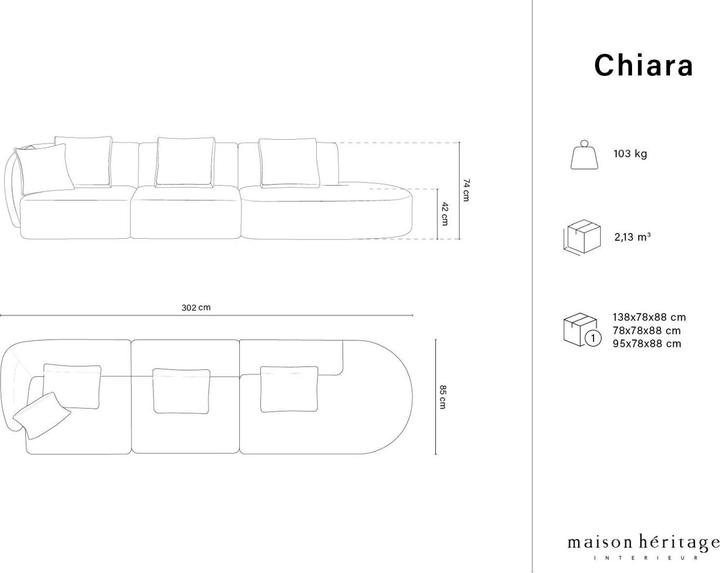 Actual product image Maison Heritage Chiara (4-seater, 2 person sofa, 3-seater)