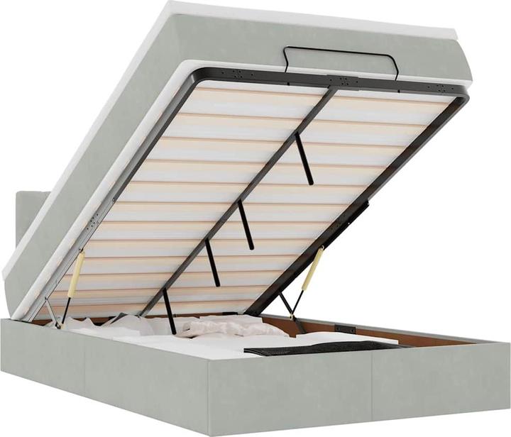 Image du produit VidaXL Ottoman-lit avec matelas gris clair 120x190 cm velours (120 x 200 cm)