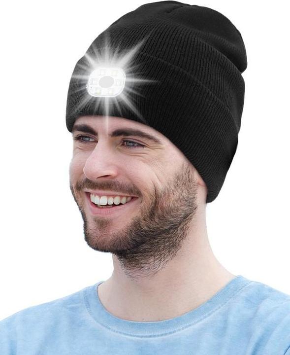 Actual product image Japcell Knitted hat with integrated rechargeable LED light (120 lm)
