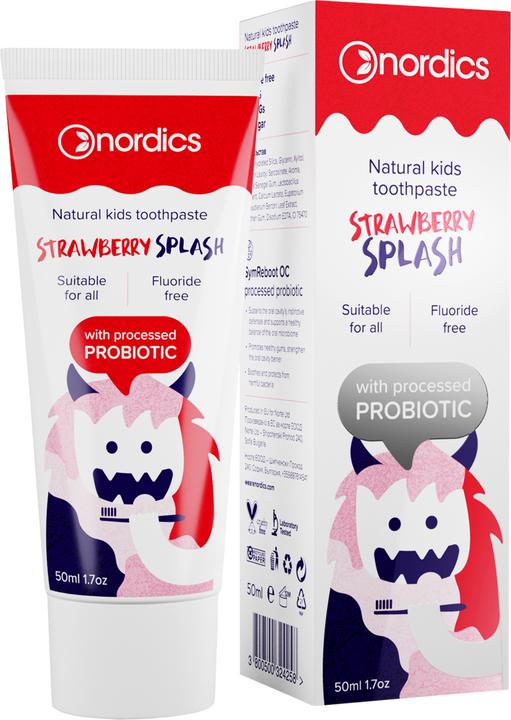 Image du produit Nordics Dentifrice Kids Strawberry Splasch probiotique sans fluor (50 ml)