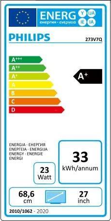 Energielabel Philips V-lijn 273V7QJAB (1920 x 1080 Pixels, 27")