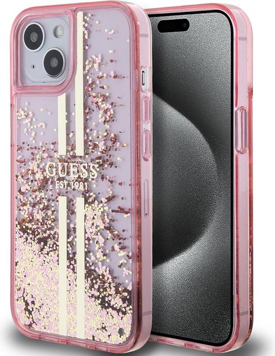Produktbild Guess GUHCP15MLFCSEGP iPhone 15 Plus / 14 Plus 6.7" różowy/pink hardcase Liquid Glitter Gold Stripes (Apple iPhone 15 Plus, Apple iPhone 14 Plus)
