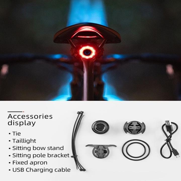 Produktbild Rockbros Q3 rear bicycle lamp with intelligent stop system - black
