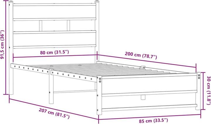 Actual product image VidaXL Metal bed Bed slatted frame double bed Bed frame without mattress 140x200cm (140 x 200)