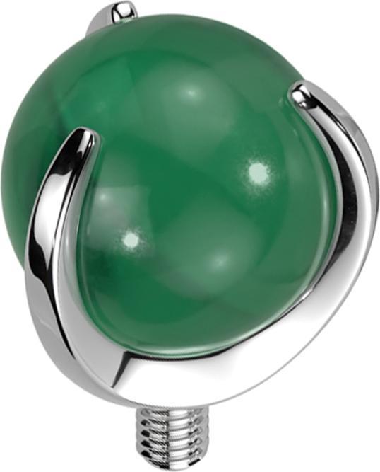 Immagine prodotto Star Piercing Ancora dermica in argento con pietra di giada incastonata (Mnerale, senza ottone, Titanio G23)