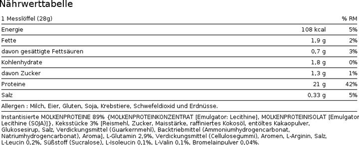 Nährwerte und Zutaten Biotech USA 100 Pure Whey (Schokolade, 1 Stk., 2270 g)