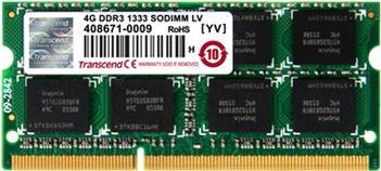 Actual product image Transcend 2GB DDR3 1066Mhz 204Pin SODIMM CL7 256Mx8 8 Chips Memory Module (1 x 2GB, 1066 MHz, DDR3-RAM, SO-DIMM)
