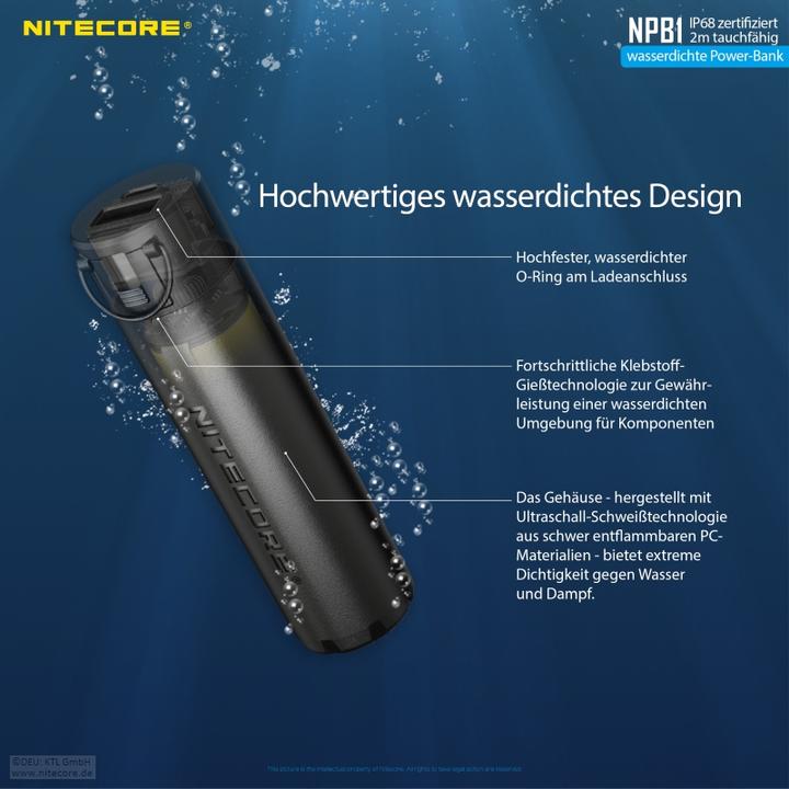 Actual product image Nitecore Powerbank NPB1 - 5000mAh, waterproof (5000 mAh, 18 W, 18.50 Wh)