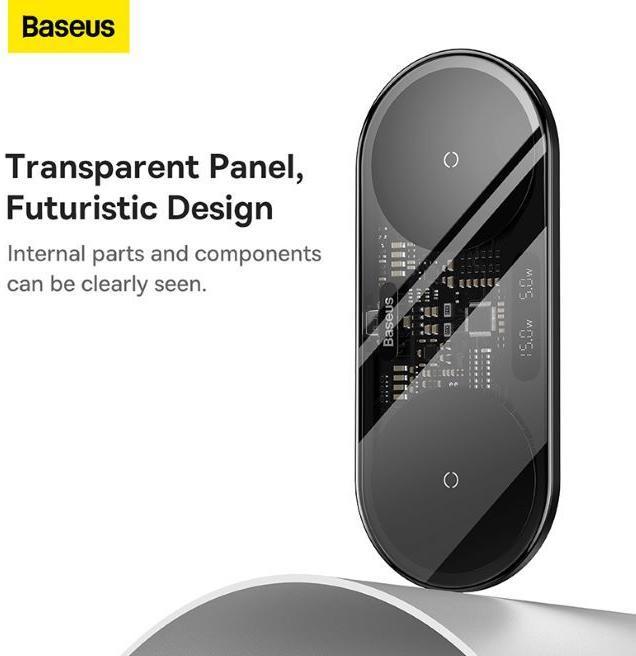 Actual product image Baseus Digital LED Display 2in1 Wireless Charger (20 W)