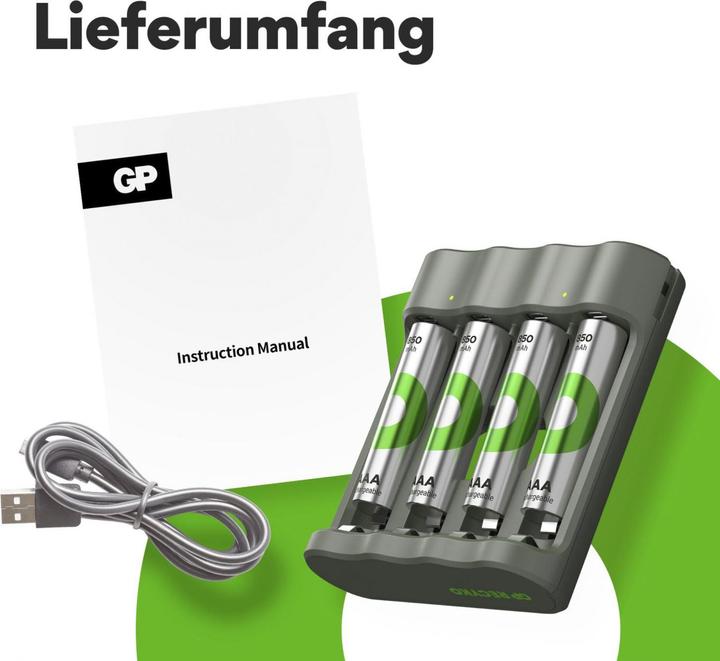 Immagine prodotto GP Batteries Ricaricatore di batterie (1 pz., AAA, AA, 850 mAh, Batteria + Caricabatterie)