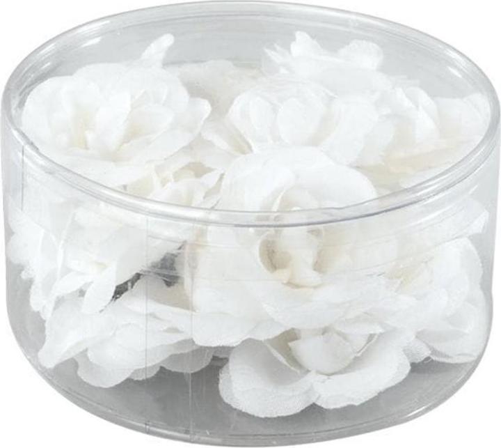 Dekomat Kunstblume Rosenblütenköpfe 20 Stück, Weiss (7 cm)