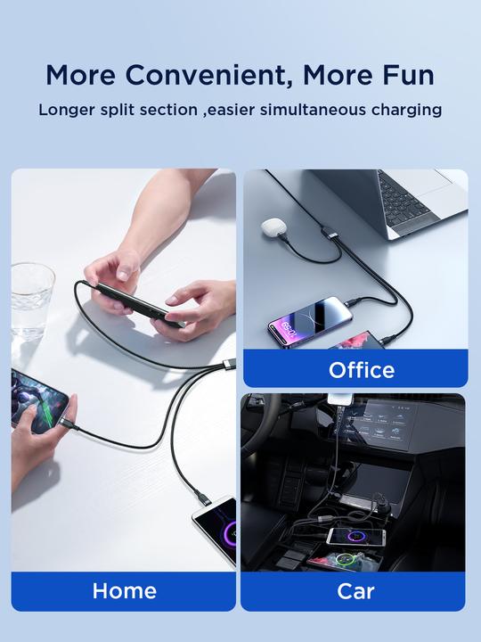 Produktbild Joyroom Multi-Use Series S-A18 3in1 USB-A – Lightning /USB-C/Micro-USB-Kabel 1,2 m – Schwarz (1.20 m, USB 3.2 Gen 1)