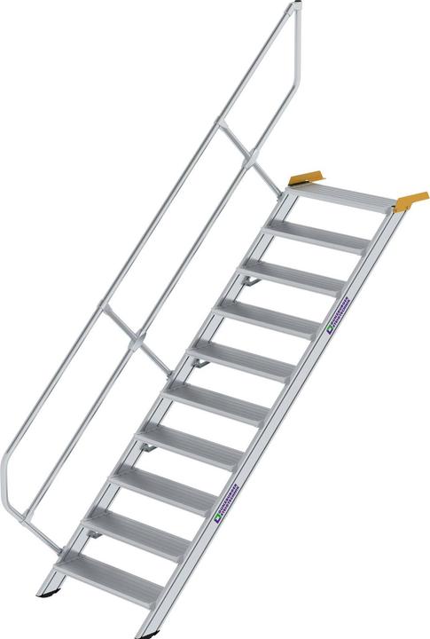 Image du produit Munk Escalier 45° largeur des marches 800 mm 10 marches aluminium strié (Escabeau, 234.10 cm)