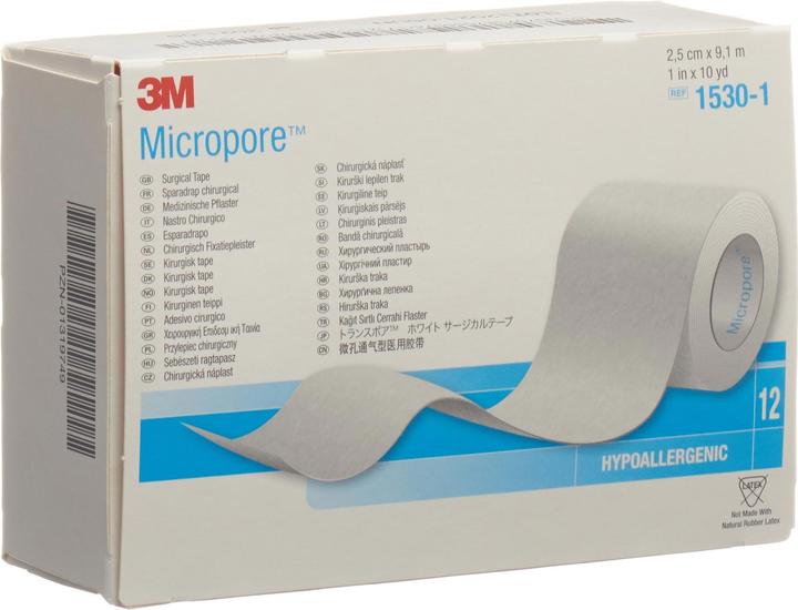 3M Rollenpflaster ohne Dispenser 25mmx9.14m weiss (12 x)