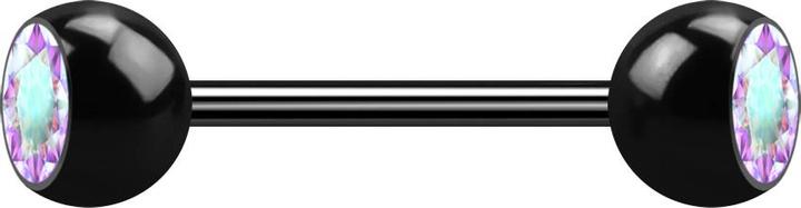 Produktbild Star Piercing Micro Barbell schwarz mit zwei Kugeln Kristall multicolor (Chirurgenstahl 316L, ohne Messing)
