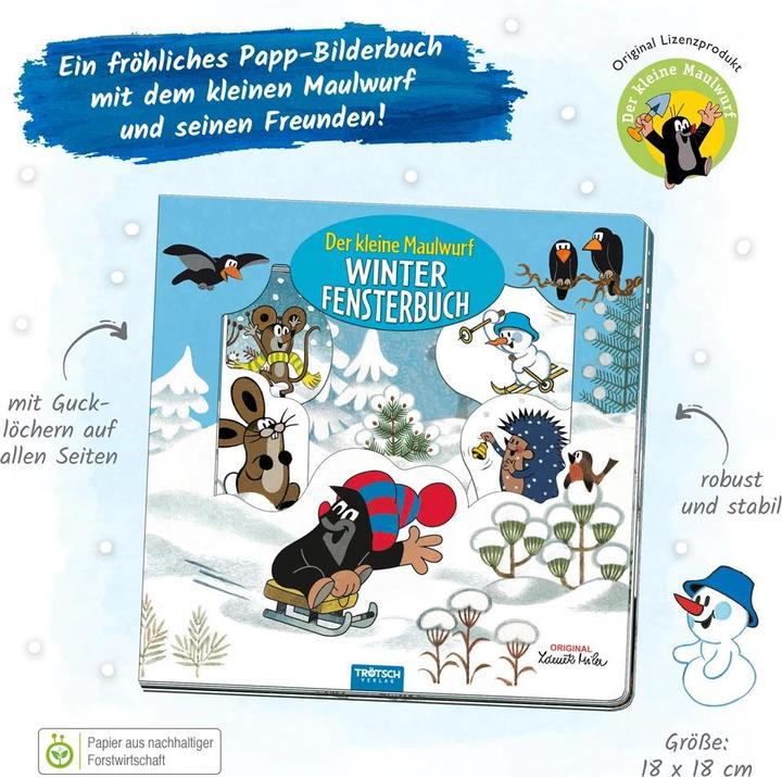 Image du produit Der kleine Maulwurf Winter-Fensterbuch (Allemand, Zdenek Miler, Maison d'édition Trötsch, 2023)