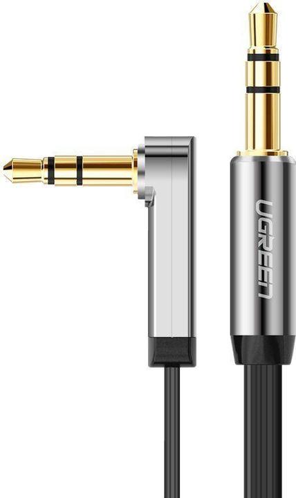 Image du produit Ugreen Câble plat coudé Câble audio AUX mini-jack 3,5 mm 0,5 m noir (AV119 10596) (0.50 m)