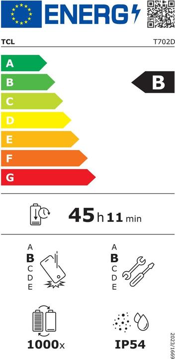 Energy Label TCL 50 NxtPaper (256 GB, Moon grey, 6.78", SIM + eSIM, 108 Mpx, 5G)