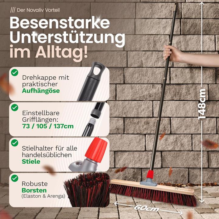 Novaliv 2X Strassenbesen 60 cm mit Stiel draussen ArengaElaston