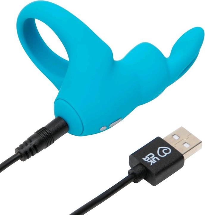 Actual product image Happy Rabbit Rechargeable Vibrating Rabbit Cock Ring Blue (3 cm)