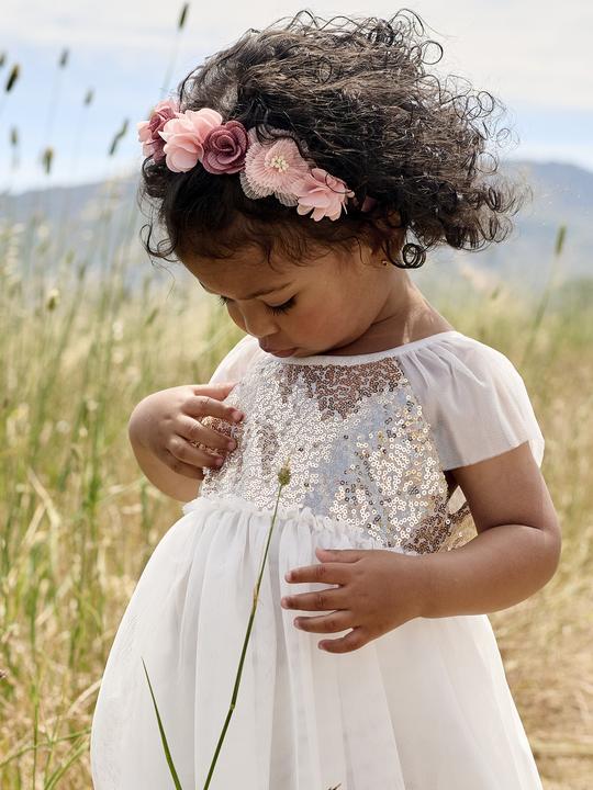 Produktbild Vertbaudet Kurzärmeliges Mädchen Festkleid mit Pailletten (74)