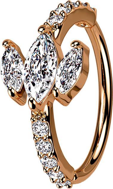 Immagine prodotto Star Piercing Anello Micro Piercing con cristalli d'oro rosa e tre ovali (Ottone)